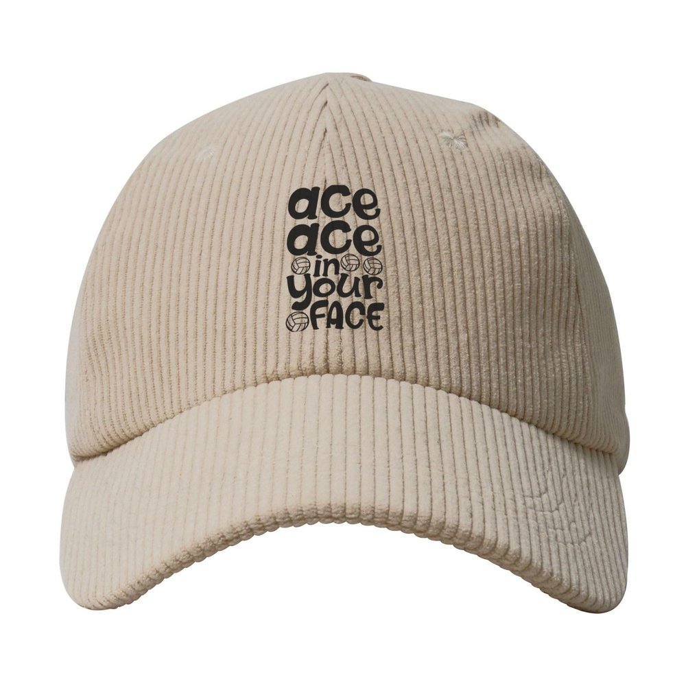 BIRYHG Ace Ace in Your Face Corduroy Baseball Caps for Women Men Adjustable Dad Hat Beige