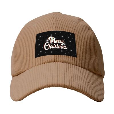 BIRYHG Merry Christmas Corduroy Baseball Caps for Women Men Adjustable Dad Hat Khaki