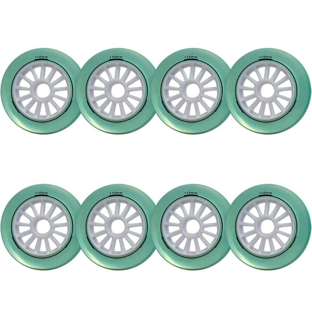 ZYANLING Inline Skate Wheels Outdoor/Indoor 90mm/100mm/110mm Inline Roller Skate Wheels Speed Wheel Inline Hockey Replacement Wheels 8 Pack, Green