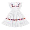 ABAFIP Baby Girls Mexican Embroidered Dress Toddler Girls Ruffle Sleeveless Floral Summer Cinco De Mayo Traditional Fiesta Dress White 3-4T view 1