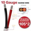 10/2 AWG Marine Wire Duplex Cable 20FT 10 Gauge 2 Conductor Oxygen-Free Tinned Copper Boat Red Black Electrical Wire with Fuse Holder,Lugs Terminal Connectors Kit for Automotive Outdoor Boat  view 3
