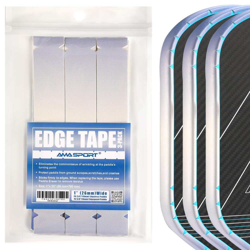 PICKLETECH Pickleball Paddle Protection Tape - Paddle Head Edge Guard - Racket Edge Protection Tape -Fit Perfectly Curved Edge -No Wrinkling Gradient Blue Gray