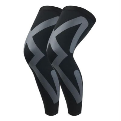 SUOGTS Sports Compression UV Long Leg Sleeves for Running Basketball Football Cycling and Other Sports for Men, Women, Youth (Black/Grey,Large)