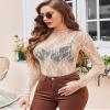 Avidlove Mesh Tops for Women Long Sleeve Mock Neck Sheer Tops See Through Tee Shirt Blouse Champagne Large view 3