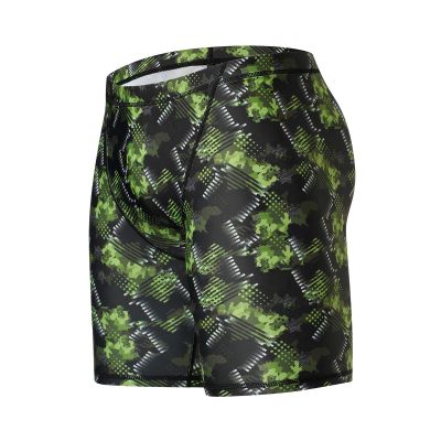 Men Swimsuits Jammer for Swimming,Swim Jammer Men Square Legs UPF50 +,Trunks with Drawstring(Black Green Shots L)