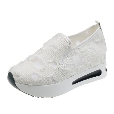 NineFit Basics Women's Orthopedic Sneakers With Arch Support,Low Top Slip On Platform Wedge Shoes Lace Embroidery Sneakers For Women Breathable Mesh Fashion Comfortable Walking Shoes, 9