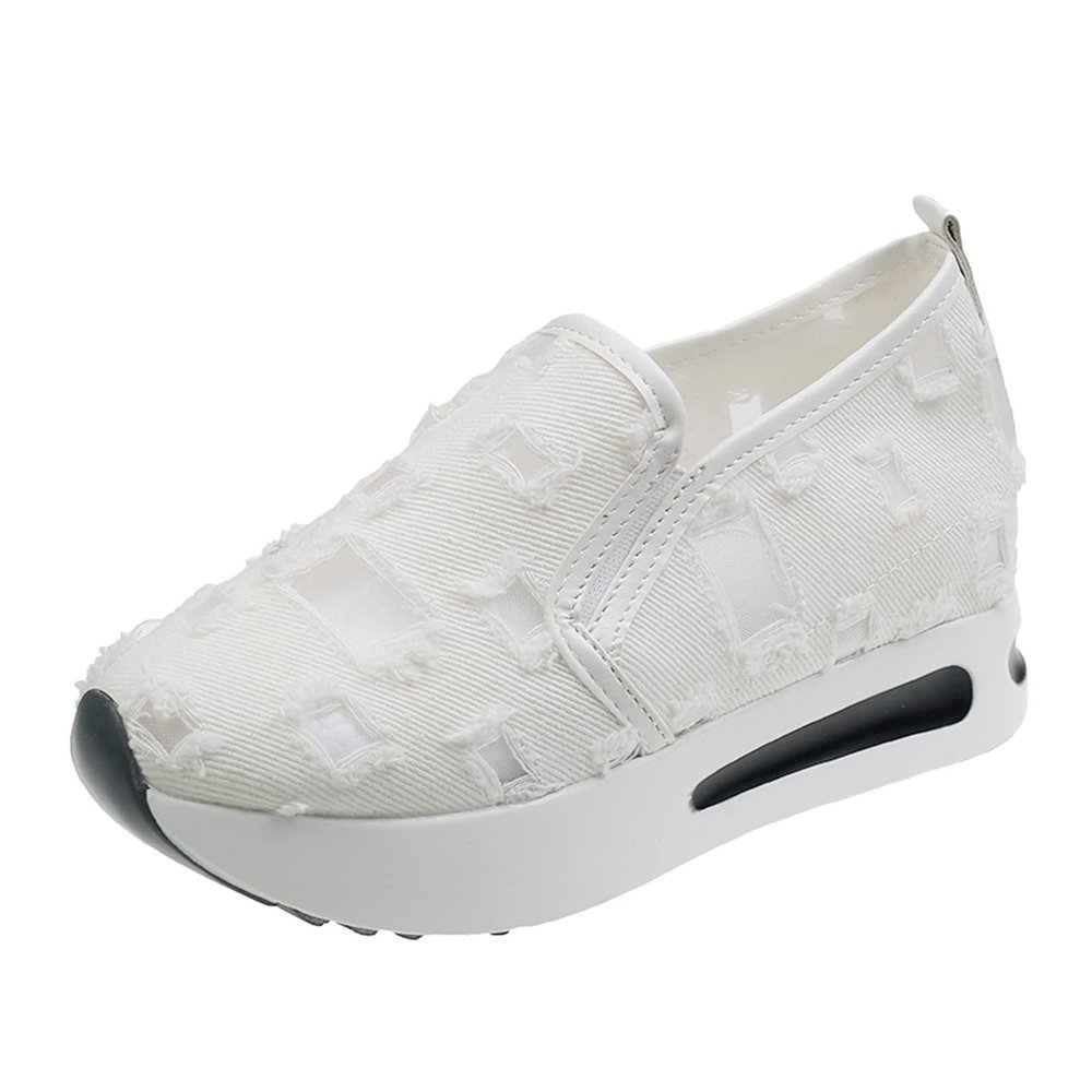 NineFit Basics Women's Orthopedic Sneakers With Arch Support,Low Top Slip On Platform Wedge Shoes Lace Embroidery Sneakers For Women Breathable Mesh Fashion Comfortable Walking Shoes, 9