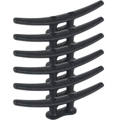 BALAVA 8 Inch Boat Cleats,Electrophoretic Coated Black Dock Cleats, Rope Cleats, Boat Dock Cleats for Marine Deck Nautical Decor Piers for Tying up Boats,Hardware Not Included(6Pack)