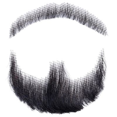 Fake Beard Human Hair Realistic Beard Fake Mustache Invisible Fake Facial Hair Costume Beard Lace Beard for Men Dressing Halloween Cosplay, Black, Wigs Hairpieces for Adults