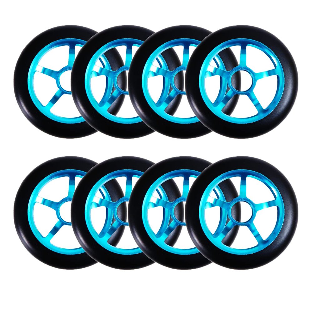 ZYANLING Inline Skate Wheels Outdoor/Indoor 8-Pack Roller Skating Wheels 90A Inline Skate Replacement Wheels for Luggage Wheels Wheels 110mm 24mm, Blue Black