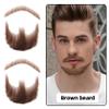 Fake Beard Human Hair Realistic Beard Fake Mustache Invisible Fake Facial Hair Costume Beard Lace Beard for Men Dressing Halloween Cosplay,Brown, Wigs Hairpieces for Adults view 2