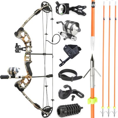 Bowfishing Compound Bow Kit with Bowfishing Reel, Bow Fishing Arrows,30-55Lbs,Left/Right Hand Bow for Adult/Youth Fishing Hunting