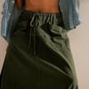 CHARTOU Women Baggy Parachute Skirt Comfy Casual Cotton Y2k Cargo Maxi Long Skirt (Small, Army Green) view 3