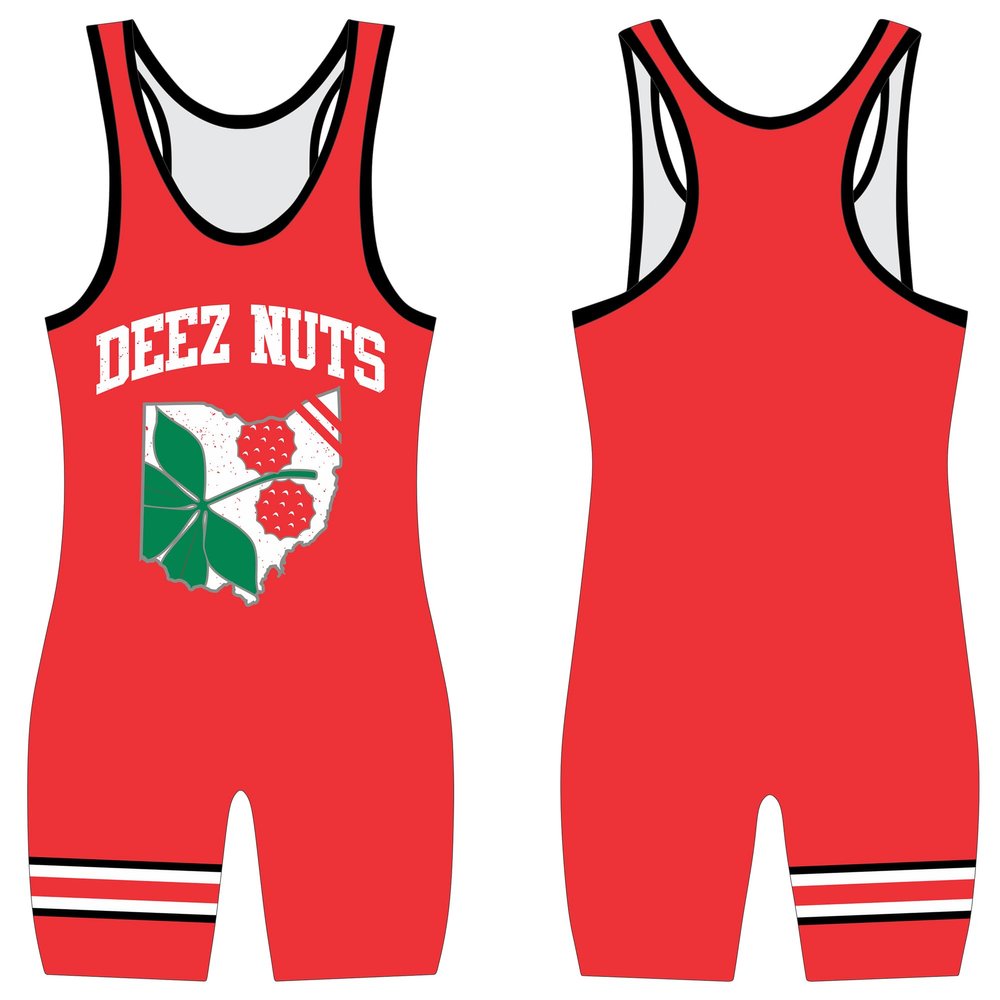 NineFit Basics Unleash Your Spirit with Deez Red Nuts Wrestling Singlet - Performance Apparel Athletic uniform Durability Fit (YL)