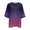 slqdgmryz Oversized Shirts for Women Round Neck Rolled Elbow Length Half Sleeve Tshirts Shirts Tie Dye Cute Trendy 1/2 Sleeve Tunic Tops to Wear with Leggings Casual Spring Blouses 2025,Dark Purple,L view 2