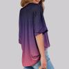 slqdgmryz Oversized Shirts for Women Round Neck Rolled Elbow Length Half Sleeve Tshirts Shirts Tie Dye Cute Trendy 1/2 Sleeve Tunic Tops to Wear with Leggings Casual Spring Blouses 2025,Dark Purple,L view 3