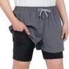 TLAENSON Boys Running Shorts with Liner Kids 2 in 1 Quick Dry Workout Athletic Shorts with Pockets Light Grey 8-9 Years/Size 140 view 1