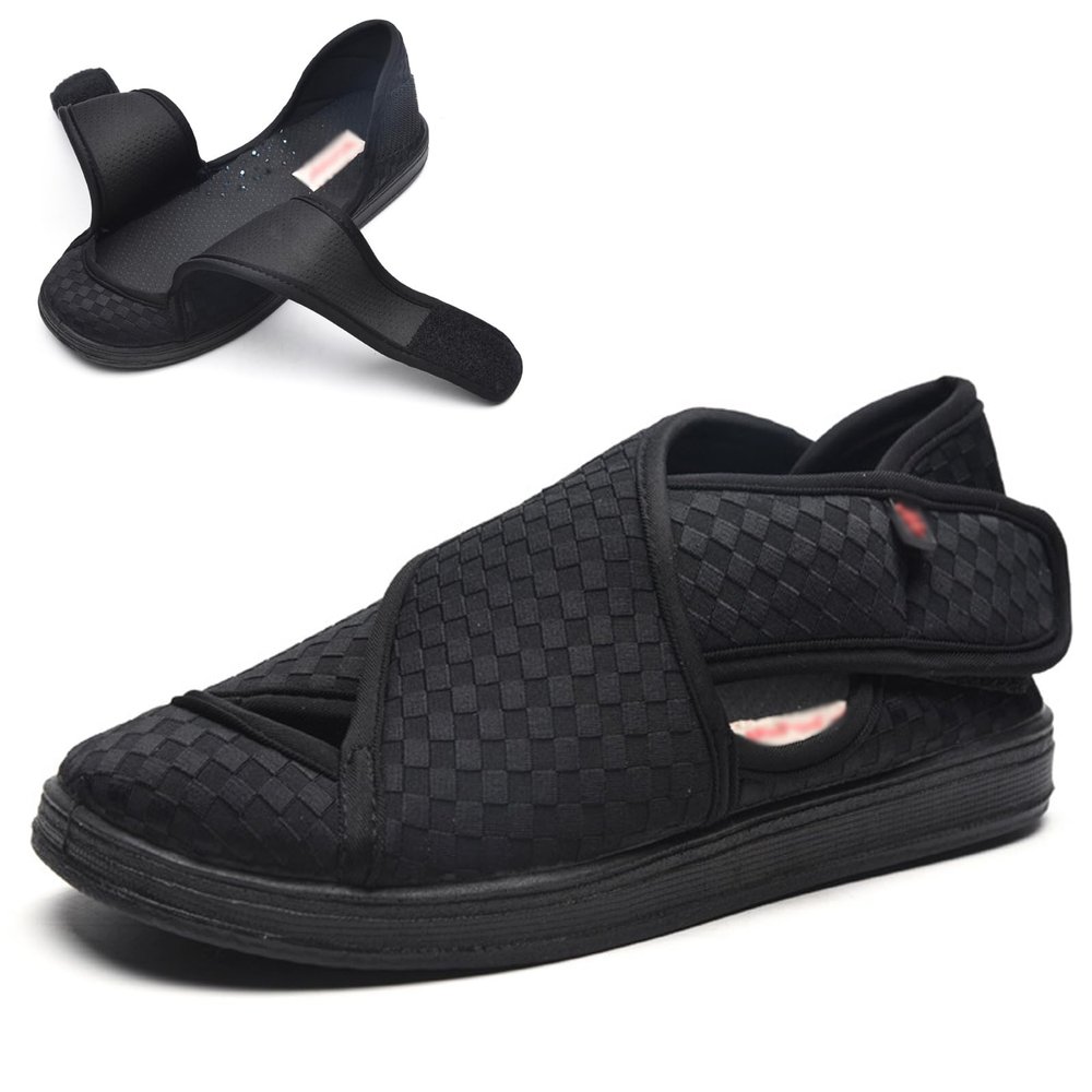 bumuam Women's Diabetic Sandals, Men's Wide Elderly Shoes, Easy On Off Walking Slippers Lightweight Breathable for Diabetic Swollen Feet Women 8.5