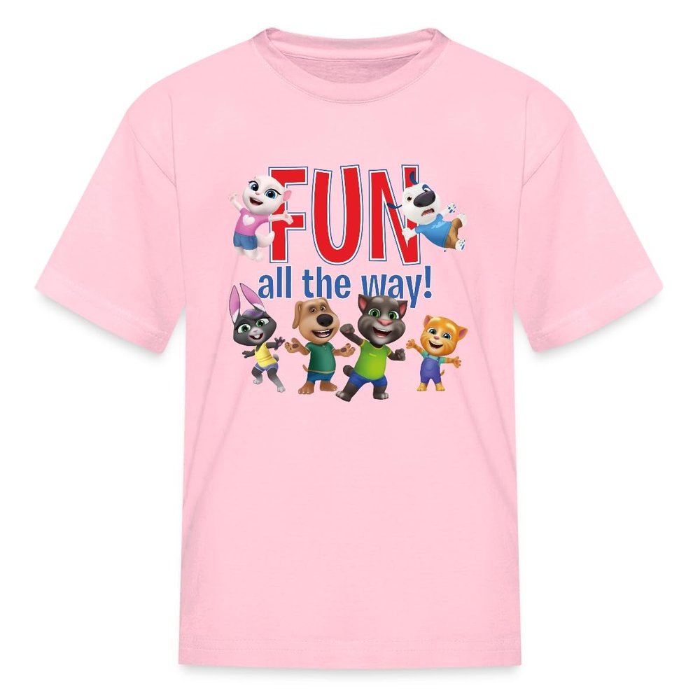 Spreadshirt Talking Tom & Friends Fun All The Way Kid's T-Shirt, M, Pink