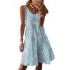 Akivide Womens Boho Print Casual Sleeveless Tank Dress Loose Crew Neck Swing Flowy Tiered T Shirt Beach Midi Dresses view 1