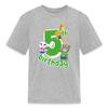 Spreadshirt Talking Tom & Friends 5th Birthday Kid's T-Shirt, S, Heather Gray view 1
