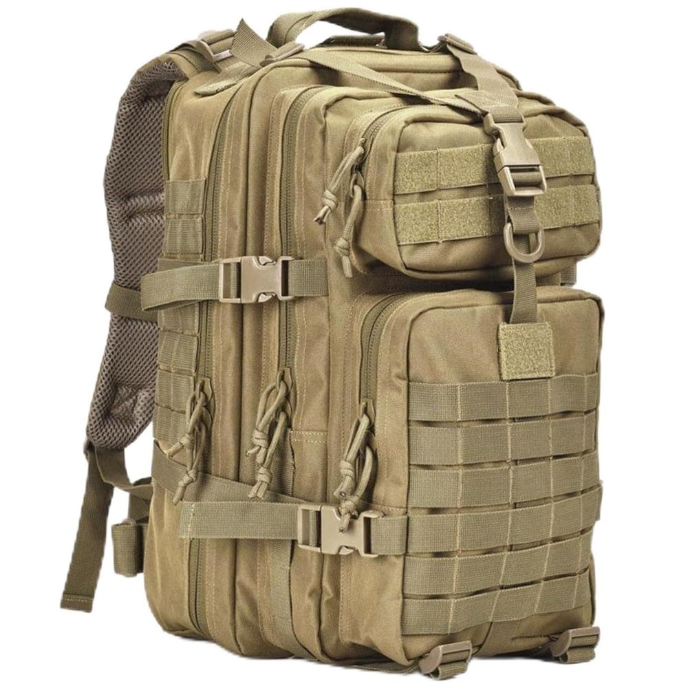 aiGear Tactical Backpack for Men, 45L Military Backpack, 3-Day Bug Out Bag for Camping Hiking Hunting with Molle System Army Daypack (45L Khaki)