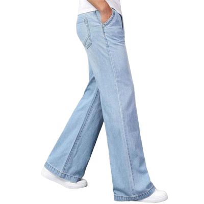 SWJGLITTR Men's Relaxed Fit Denim Pants Regular Fit Work Jean Pants Bootcut Straight Leg Streetwear Jeans (Light Blue,29)