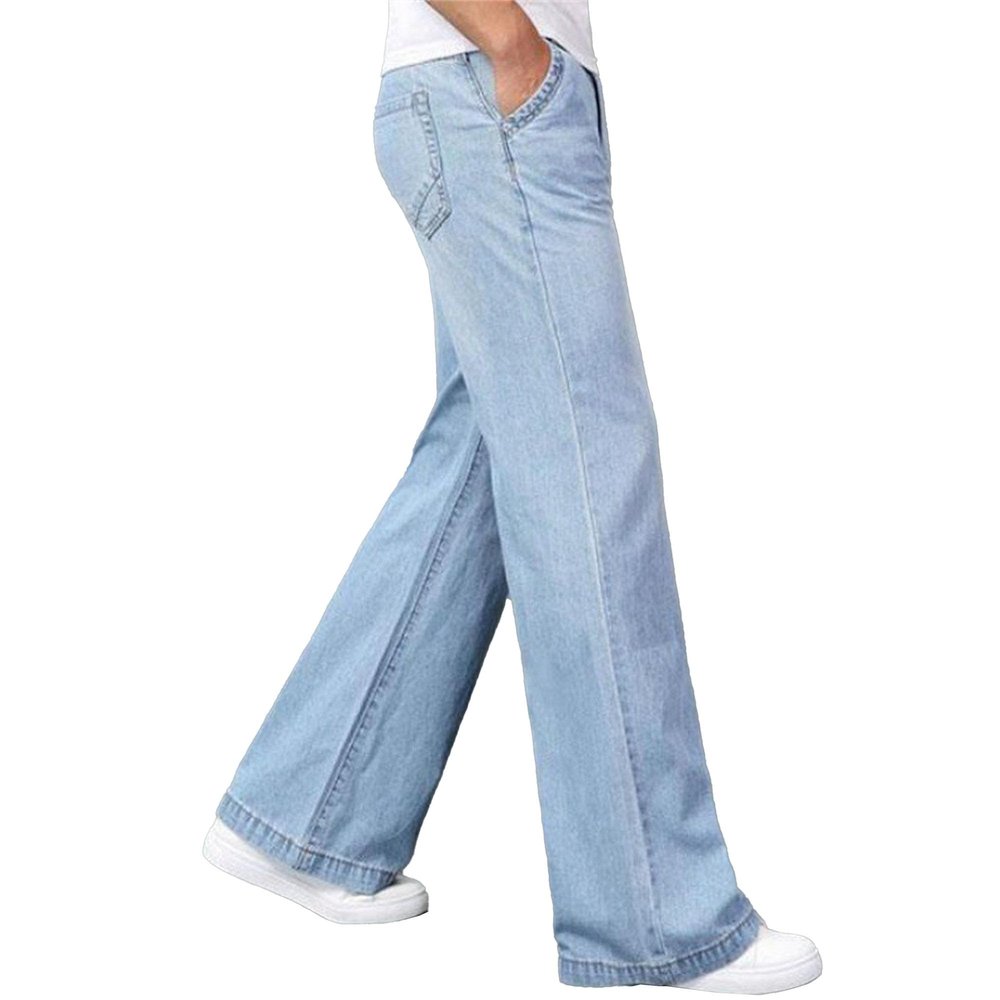 SWJGLITTR Men's Relaxed Fit Denim Pants Regular Fit Work Jean Pants Bootcut Straight Leg Streetwear Jeans (Light Blue,29)