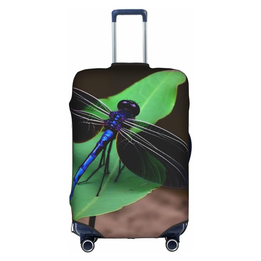 FEMOS Black Dragonfly - Travel Suitcase Cover Elastic Luggage Covers Trolley Protector Cover Fits 18-32 Inch Luggage, Large, 11437