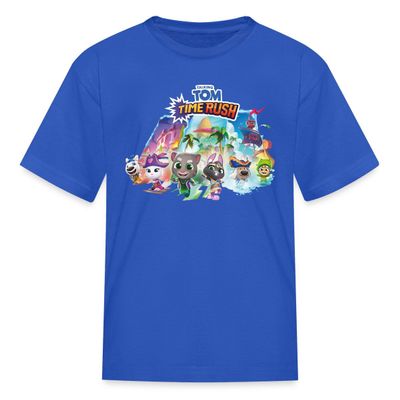 Spreadshirt Talking Tom Time Rush and The Magic Gate Kid's T-Shirt, S, Royal Blue