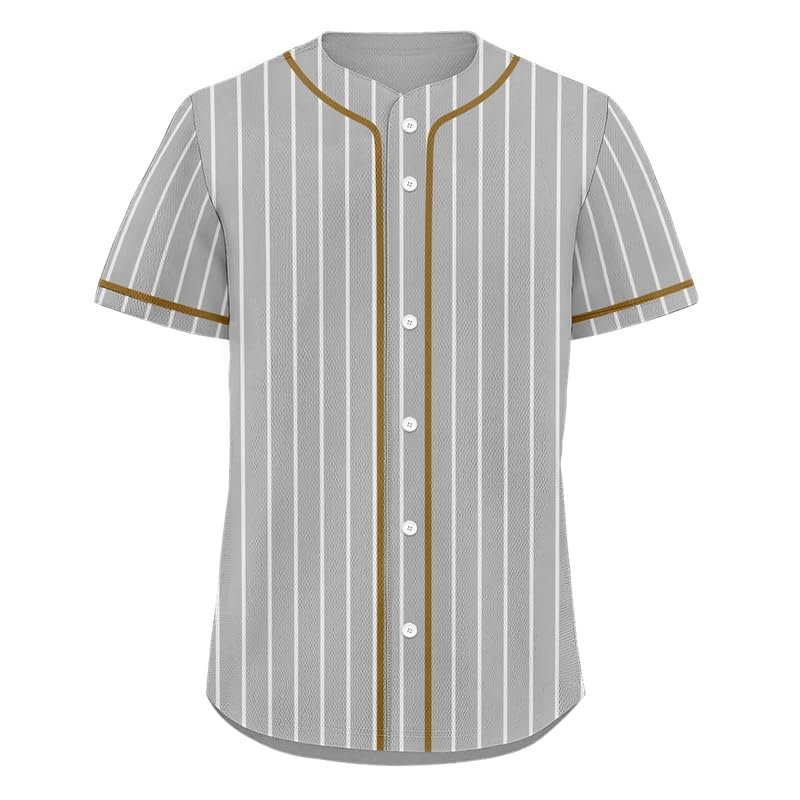 Men's Striped Baseball Jersey Classic Fit Breathable Fabric Softball Jerseys Sizes Sports Shirt