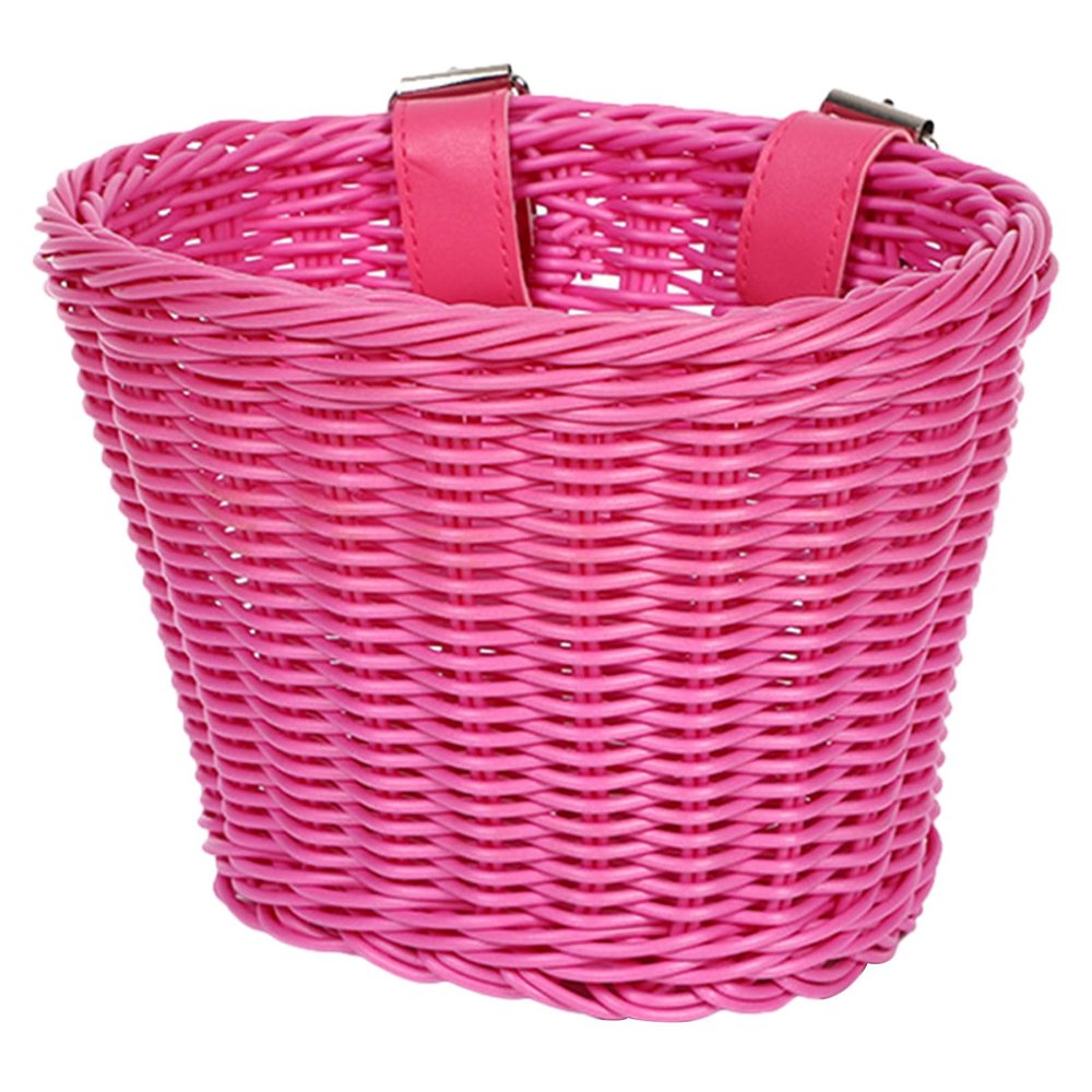 FGDTREE Childrens Bicycles Front Basket Waterproofs Plastic Wovens Bikes Basket Kid Bicycles Wicker Basket for Girl Kid Bicycles Wicker Basket for Cycling