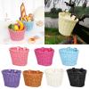 FGDTREE Childrens Bicycles Front Basket Waterproofs Plastic Wovens Bikes Basket Kid Bicycles Wicker Basket for Girl Kid Bicycles Wicker Basket for Cycling view 3