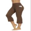 AFITNE Capri Pants for Women Bootcut Yoga Pants with Pockets High Waisted Flare Workout Bootleg Yoga Crop Flared Athletic Gym Pants Lignt Khaki - M view 1