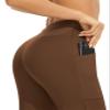 AFITNE Capri Pants for Women Bootcut Yoga Pants with Pockets High Waisted Flare Workout Bootleg Yoga Crop Flared Athletic Gym Pants Lignt Khaki - M view 3