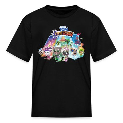 Spreadshirt Talking Tom Time Rush and The Magic Gate Kid's T-Shirt, M, Black