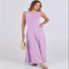 ANRABESS Women Summer Casual Sleeveless Maxi Sundress Button Fit & Flare A-Line Flowy Long Dresses 2026 Beach Outfits Light Purple Large view 3