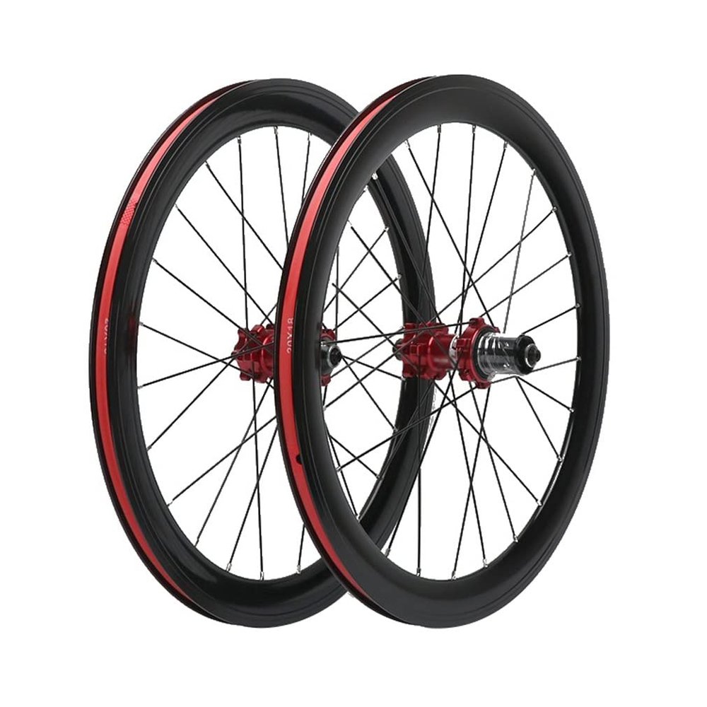 20'' 451 Bicycles Wheelset Road Bikes BMX Wheel Foldable Bikes Wheelset Quick Release Disc Brake Wheels Front 2 Rear 4 Bearing Hubs 8 9 10 11 Speed 24 Holes 1795g (Size : Red_451)