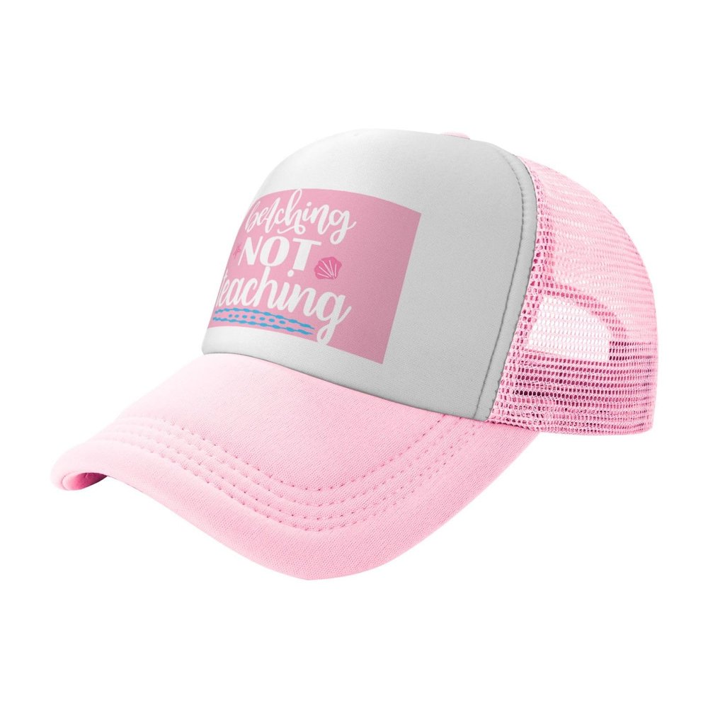 Beaching Not Teaching Breathable Mesh Baseball Cap Adjustable Lightweight Trucker Hat Pink