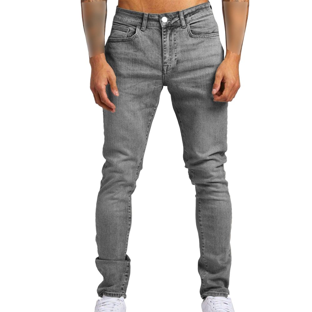 SWJGLITTR Mens Slim Fit Leggings Jeans Tapered Leg Denim Pants Skinny High Waisted for Men Jean Pants (Grey,36)