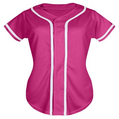 QTWW INC Womens Baseball Jersey Button Down Softball Jersey Short Sleeve Tee Hip Hop Shirt Active Team Sports Uniforms Rose XXL