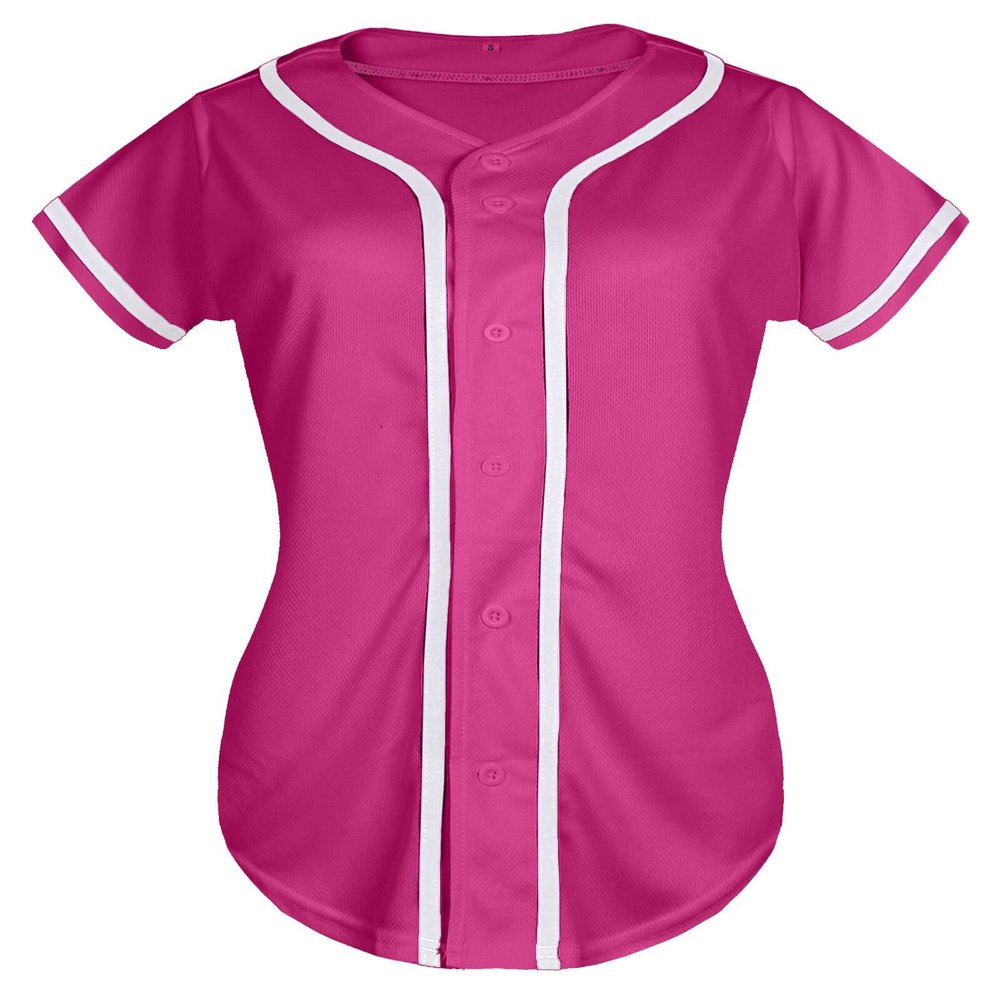 QTWW INC Womens Baseball Jersey Button Down Softball Jersey Short Sleeve Tee Hip Hop Shirt Active Team Sports Uniforms Rose XXL