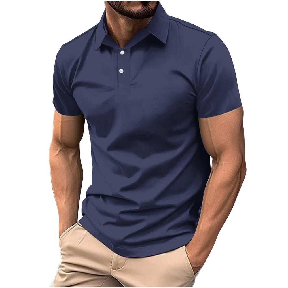 NineFit Basics Classic Polo Shirts for Men Casual Premium Short Sleeve Fitted Golf Tshirt Summer Business Collared Work Tops Lightweight Tee Navy, XX-Large