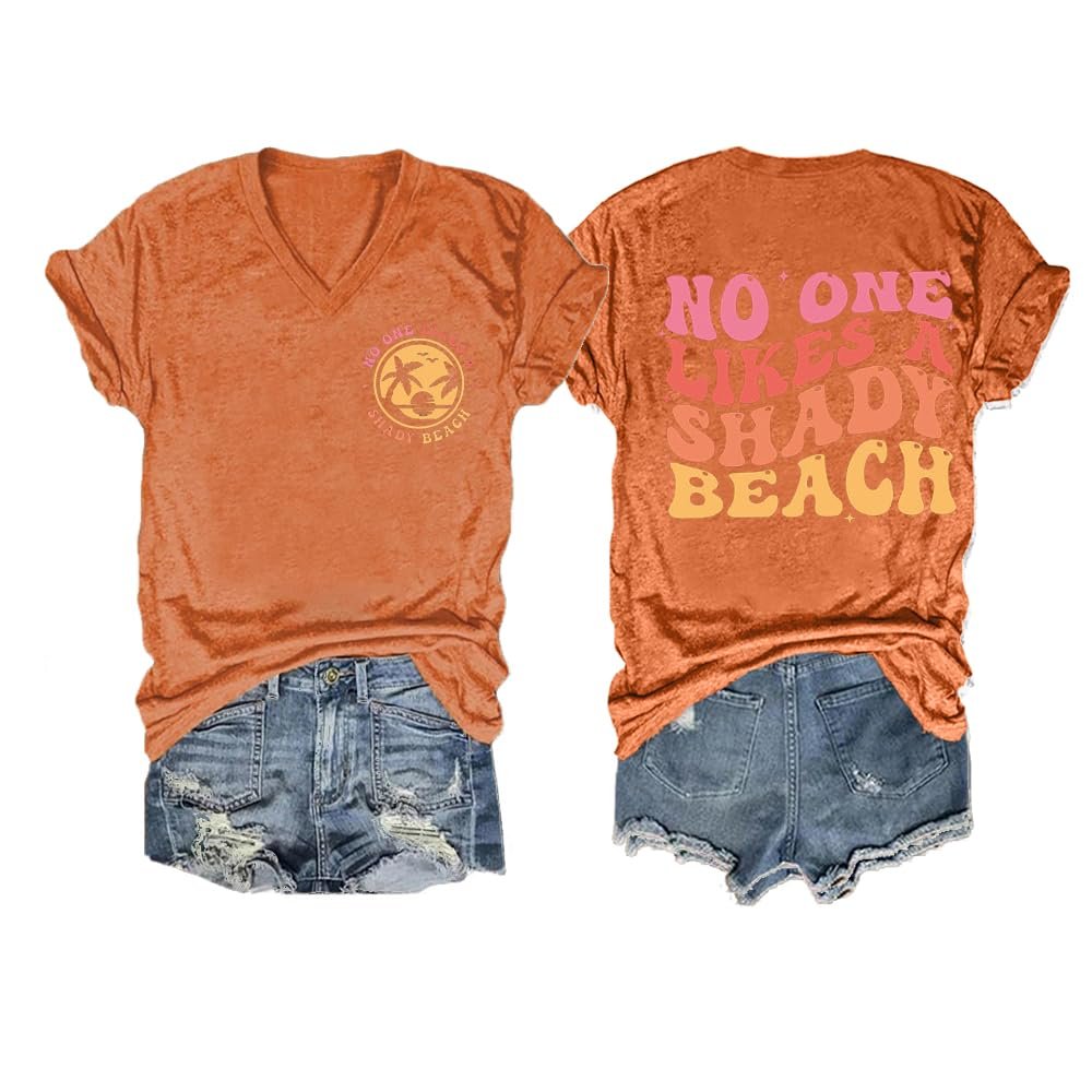 No One Likes A Shady Beach Tank No One Likes A Shady Beach Tank Top Women Summer Graphic Tees for Women Funny Saying Graphic Tee Casual Loose Top Orange