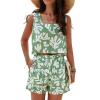 2024 Women's 2 Piece Outfits Sleeveless Floral Print Sports Suits Vest and Shorts Pants Club Party Casual Blazer Sets view 1