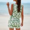 2024 Women's 2 Piece Outfits Sleeveless Floral Print Sports Suits Vest and Shorts Pants Club Party Casual Blazer Sets view 2