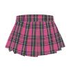 SANGTREE Women's Pleated Skirts Casual Buckle Belted Elastic Waist Tennis Skater Short Mini Skirt, 2# Mini Rose Red Plaid, US L view 3