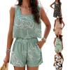 2024 Women's 2 Piece Outfits Sleeveless Floral Print Sports Suits Vest and Shorts Pants Club Party Casual Blazer Sets view 1