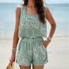 2024 Women's 2 Piece Outfits Sleeveless Floral Print Sports Suits Vest and Shorts Pants Club Party Casual Blazer Sets view 3
