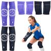 Sosation 2 Set Volleyball Knee Pads and Volleyball Arm Sleeves with Protection Pad Compression Forearm Wrist Guard with Thumb Hole Soft Breathable for Hitting Passing(Black, Purple) view 1